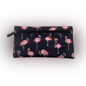 Vera Bradley Pink Flamingo Navy Background Pencil Utility Pouch